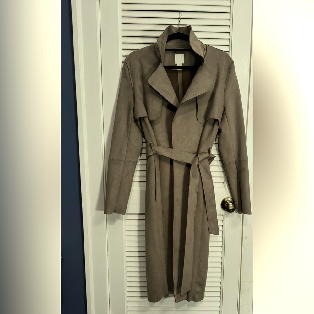 Mint-Condition H&M Felt Trench Dark Beige Taupe Coat X-Small